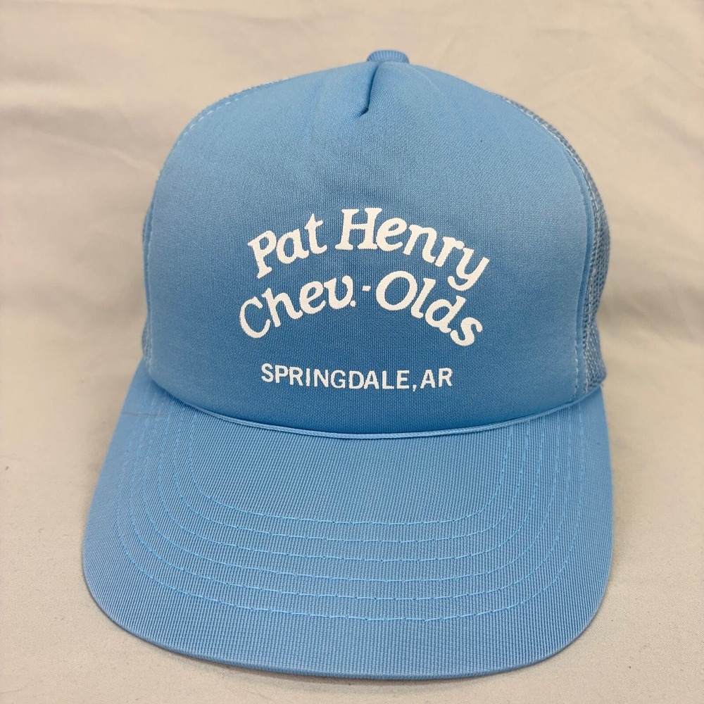 Young An Trucker Hat Pat Henry Chev-Olds Mens OSFA Blue Vintage Snapback Cap